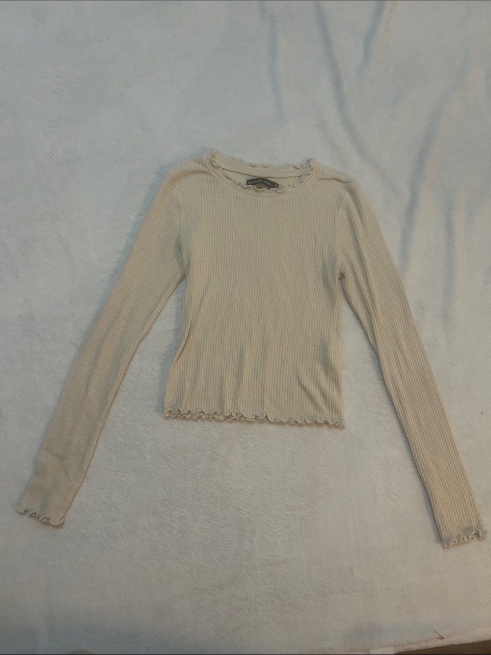 Abercrombie & Fitch Women’s Top Long Sleeve Ribbed Cream Size XS